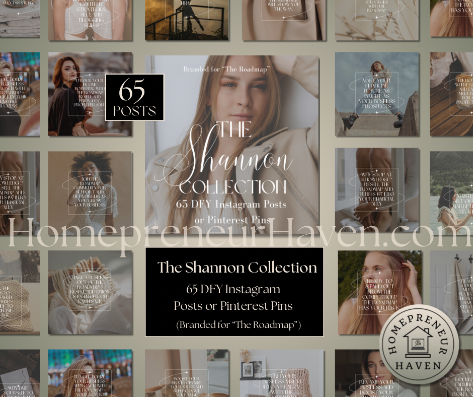 THE SHANNON COLLECTION: 65 DFY Instagram Posts or Pinterest Pins-branded for “The Roadmap”.