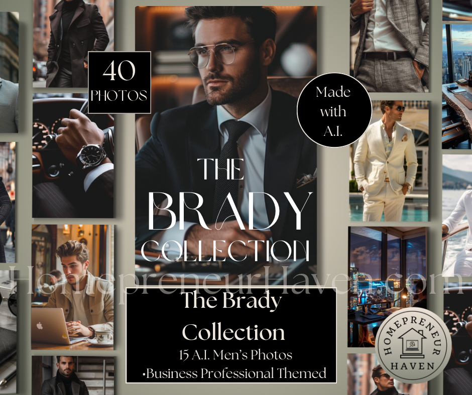 (Men’s Version) THE BRADY COLLECTION: 40 A.I. Men’s Photos- Business Professional Themed