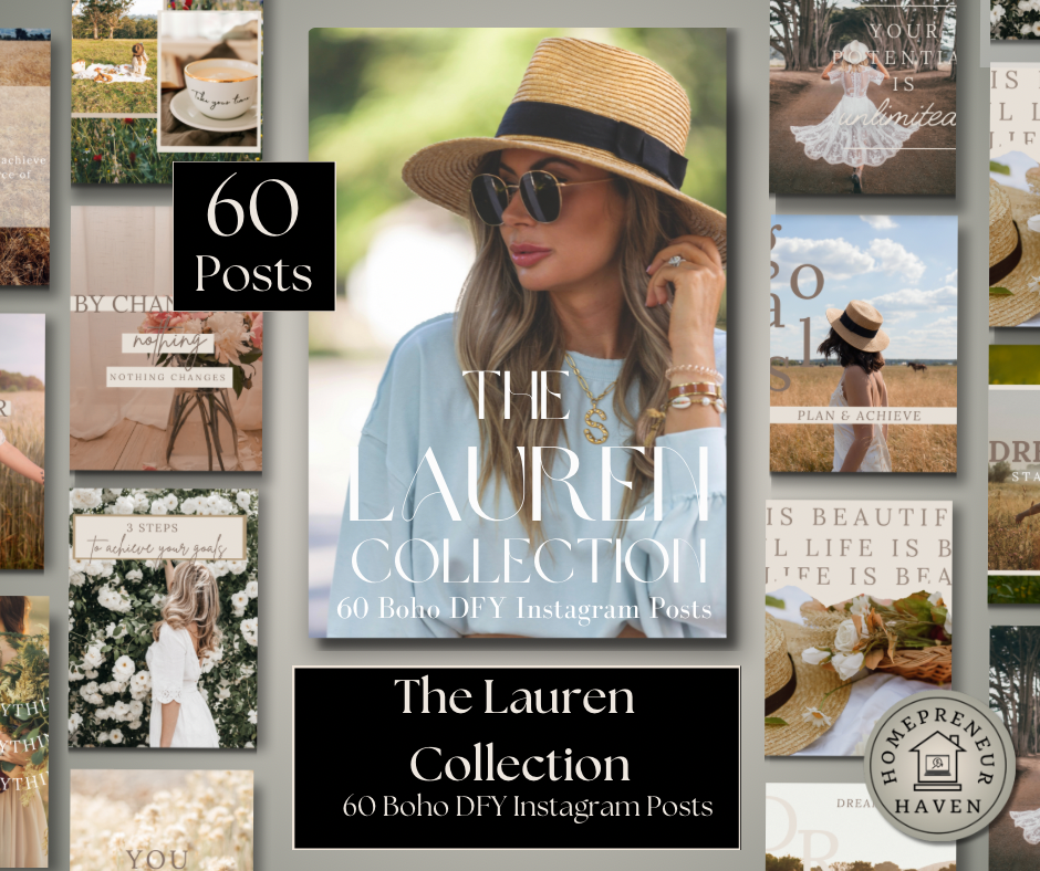 THE LAUREN COLLECTION: 60 Days of DFY Social Media Content (Boho Style)