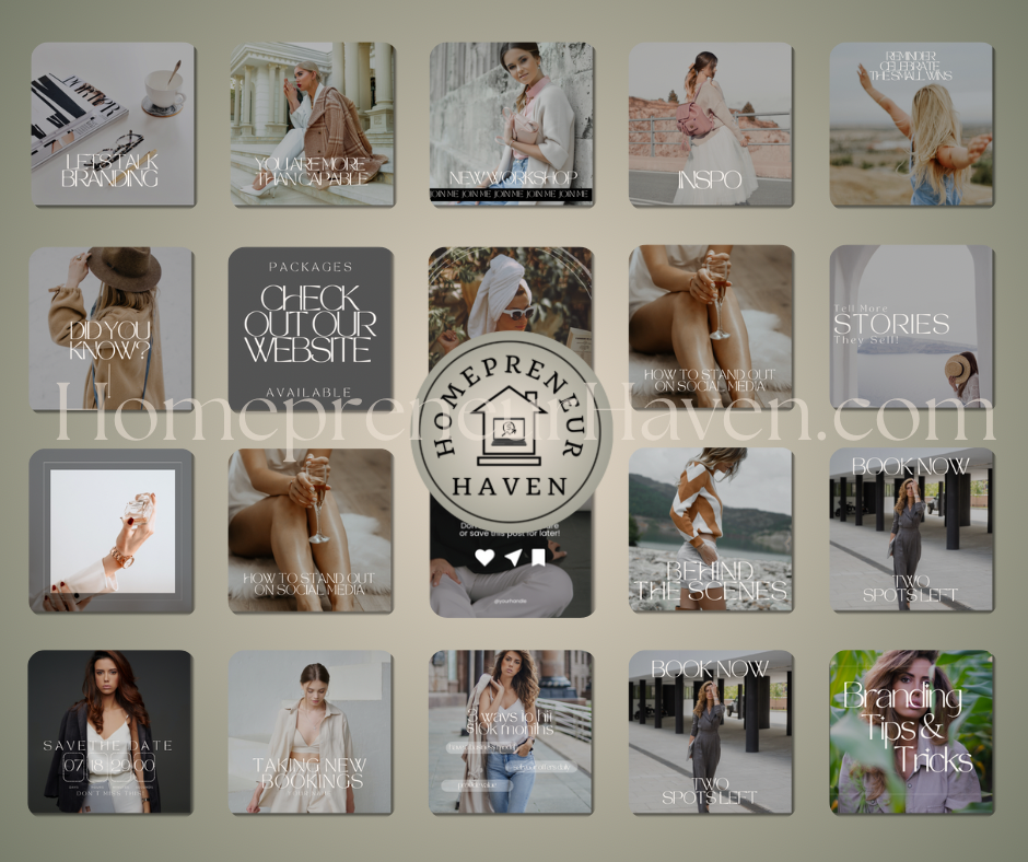 THE ASHLEE COLLECTION: 50 DFY Editable in Canva IG/Pinterest Posts
