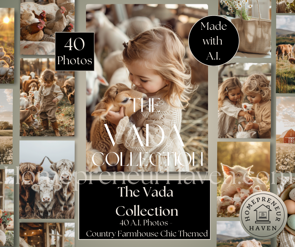 THE VADA COLLECTION: 40 A.I. Photos-Country Farmhouse Chic Themed