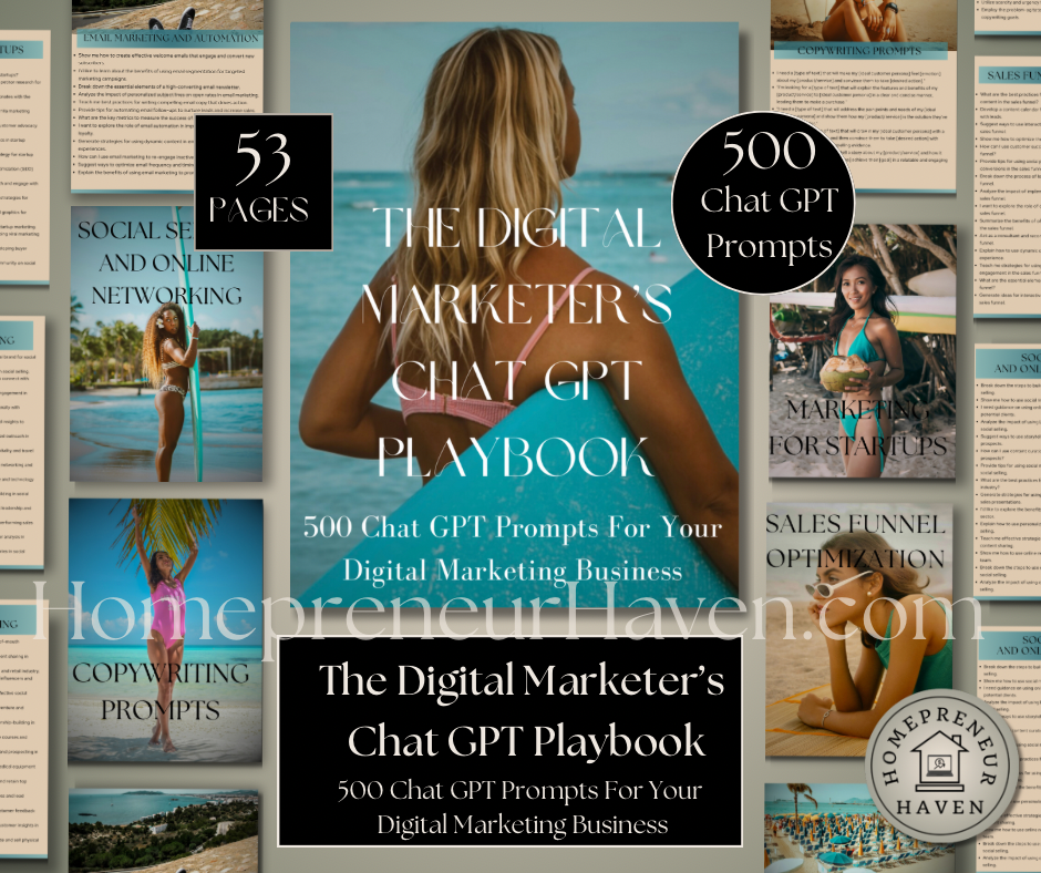 THE DIGITAL MARKETER’S CHAT GPT PLAYBOOK: 500 Chat GPT Prompts For Your Digital Marketing Business
