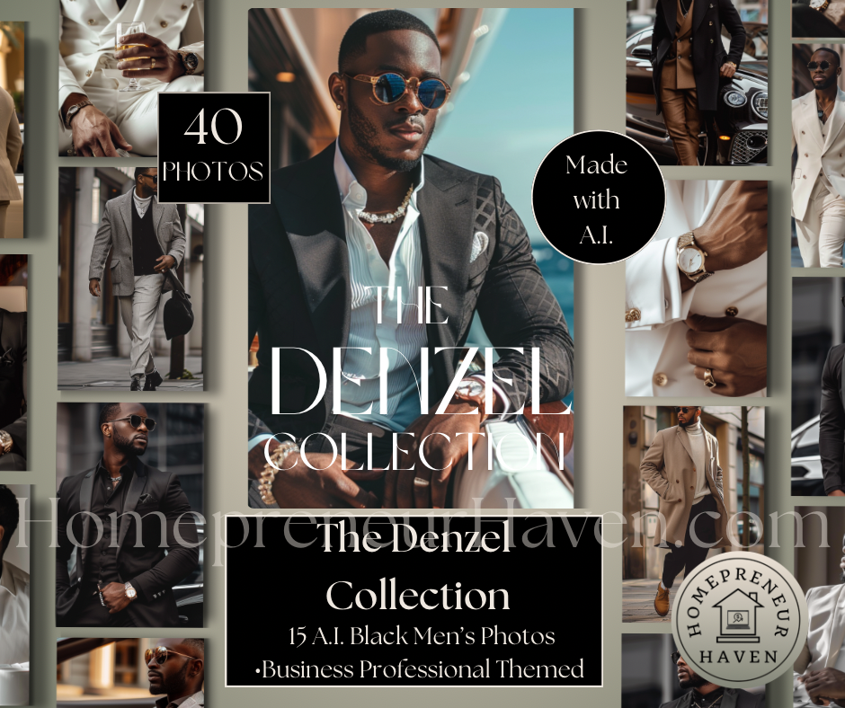 (Men’s Version) THE DENZEL COLLECTION: 40 A.I. Black Men’s Photos-Business Professional Themed