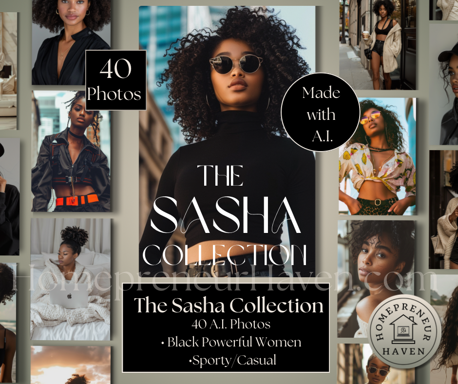 THE SASHA COLLECTION: 40 A.I. Photos- Black Powerful Women (Sporty/Casual)