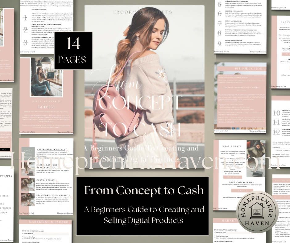 FROM CONCEPT TO CASH: A Beginners Guide to Creating and Selling Digital Products