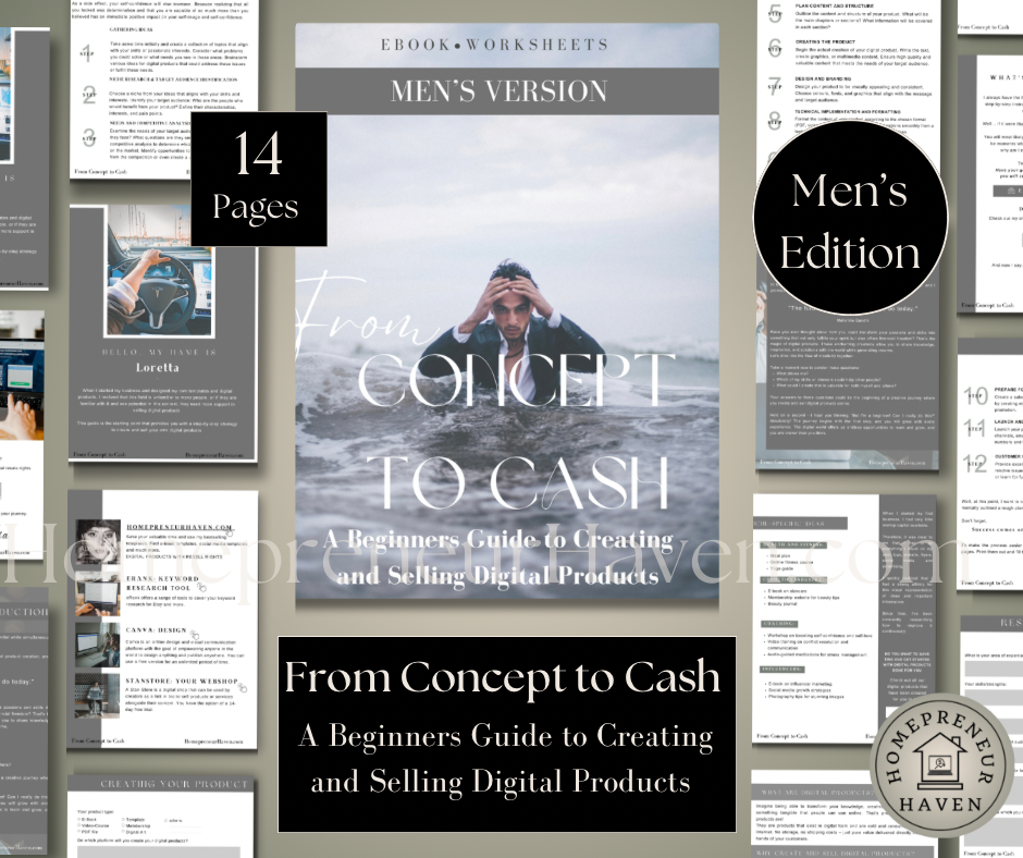 (Men’s Version) FROM CONCEPT TO CASH: A Beginners Guide to Creating and Selling Digital Products
